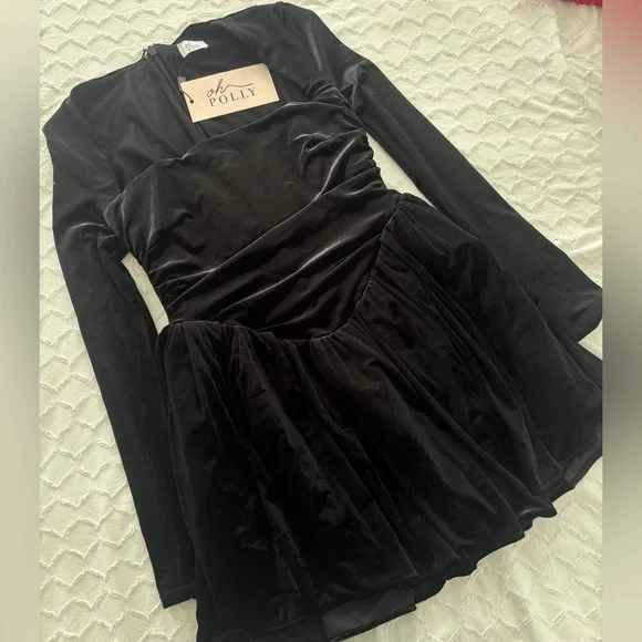 Oh Polly Elegant Black Long Sleeve Dress - Picture 4 of 9